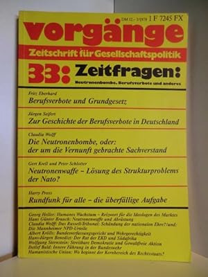 Bild des Verkufers fr Vorgnge. Zeitschrift fr Gesellschaftspolitik. 3/1978. 33: Zeitfragen zum Verkauf von Antiquariat Weber