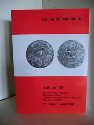 Bild des Verkufers fr Klner Mnzkabinett. Auktion 66. 21. und 22. April 1997 zum Verkauf von Antiquariat Weber