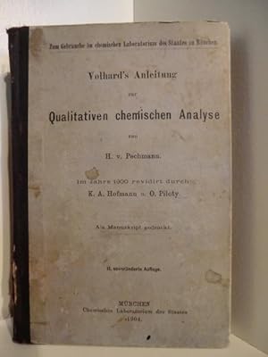 Bild des Verkufers fr Volhard's Anleitung zur Qualitativen chemischen Analyse zum Verkauf von Antiquariat Weber