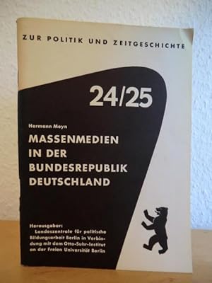 Imagen del vendedor de Massenmedien in der Bundesrepublik Deutschland. Ergnzte Neuauflage 1972 a la venta por Antiquariat Weber