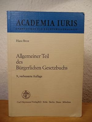 Bild des Verkufers fr Allgemeiner Teil des Brgerlichen Gesetzbuchs (Gesetzbuches) zum Verkauf von Antiquariat Weber