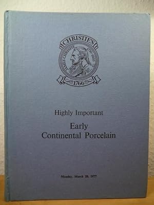 Immagine del venditore per Highly Important Early Continental Porcelain. The Property of a noted european Collector (part 1), including Meissen Chinoiserie wares, Augustus Rex vases and Crinoline Groups and sixteen Nymphenburg italian comedy Figures. Auction on Monday, March 28, 1977 venduto da Antiquariat Weber