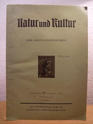 Bild des Verkufers fr Natur und Kultur. Vierteljahresschrift fr Naturforschung, Kulturpflege und Welterkenntnis. Folge 3, September 1963, Jahrgang 55 zum Verkauf von Antiquariat Weber