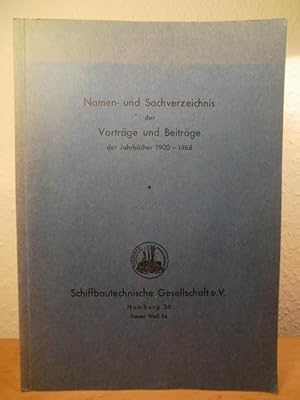 Bild des Verkufers fr Namen- und Sachverzeichnis der Vortrge und Beitrge der Jahrbcher 1900 - 1968 nebst Nachtrag 1969 - 1973 zum Verkauf von Antiquariat Weber