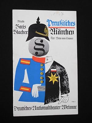 Immagine del venditore per Programmheft 11 Deutsches Nationaltheater Weimar 1965/66. PREUSSISCHES MRCHEN von Cramer, Blacher (Musik). Musikal. Ltg.: Hans-Peter Frank, Insz.: Dieter Blter-Marell, Ausstattung: Eberhard Shnel, Choreographie: Manfred Schnelle. Mit Sigrid Ruppert, Helmut Bante, Werner Haseleu, Annemarie Queck, August Schmidt, Christian Hllein, Renate Frank-Reinecke venduto da Fast alles Theater! Antiquariat fr die darstellenden Knste