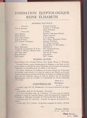 Chronique d'Egypte. Bulletin périodique de la Fondation égyptologique Reine Elisabeth. N°24, juil...