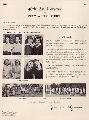 Flyer, 40th Anniversary Christmas Letter of Piney Woods School, Mississippi