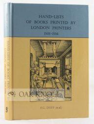 Imagen del vendedor de HAND-LISTS OF BOOKS PRINTED BY LONDON PRINTERS, 1501-1556 a la venta por Oak Knoll Books, ABAA, ILAB