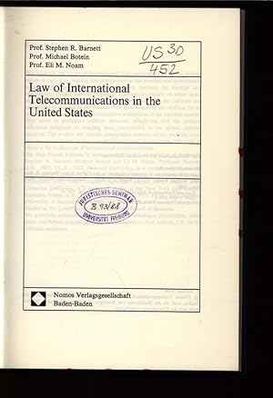 Image du vendeur pour Law of International Communications in the United States. mis en vente par Antiquariat Bookfarm