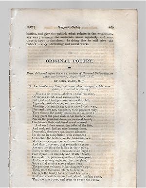 Bild des Verkufers fr Poem Delivered Before The Phi Beta Kappa Society Of Harvard University On Their Anniversary, August 28th, 1817 zum Verkauf von Legacy Books II
