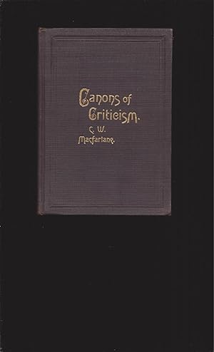 Canons of Criticism: An Introduction to The Development of English Poetry (Only Original Copy)