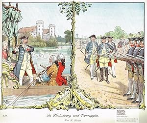 Seller image for In Rheinsberg und Neuruppin. Kronprinz Friedrich von Preussen auf den kniglichen Domnen bei Kstrin. Farbige Chromolithographie von Richard Kntel um 1890 for sale by historicArt Antiquariat & Kunsthandlung