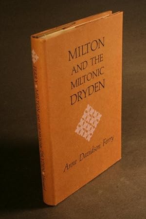 Bild des Verkufers fr Milton and the Miltonic Dryden. zum Verkauf von Steven Wolfe Books