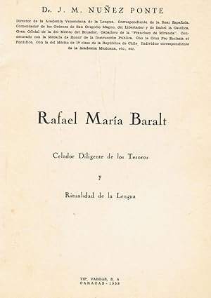 Seller image for RAFAEL MARA BARALT. Celador Diligente de los Tesoros y Ritualidad de la Lengua for sale by Librera Torren de Rueda