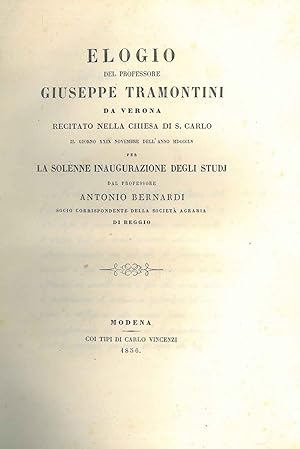 Elogio del professore Giuseppe Tramontini da Verona recitato nella chiesa di S. Carlo