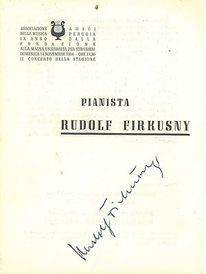 Firma autografa del pianista sul programma di sala della Associazione Amici della Musica di Perug...