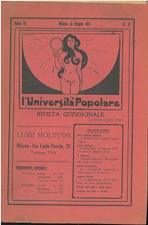 L' università popolare. rivista quindicinale. Anno XI, milano, 15 giugno 1911, n. 12