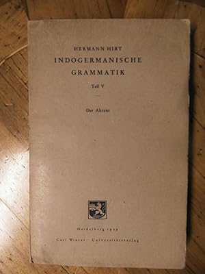 Bild des Verkufers fr Indogermanische Grammatik. Teil V: Der Akzent. zum Verkauf von Buchhandlung Neues Leben
