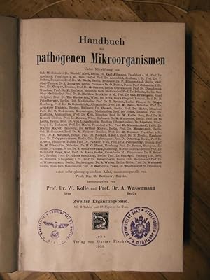 Seller image for Handbuch der pathogenen Mikroorganismen. Zweiter Ergnzungsband. Mit zwei Tafeln und 18 Figuren im Text. for sale by Buchhandlung Neues Leben