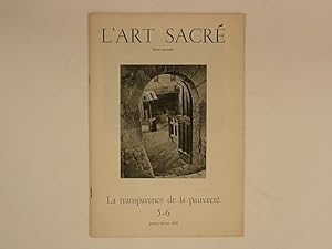 Seller image for L'Art Sacr 5-6 Janvier-Fvrier 1958 La transparence de la pauvret for sale by A Balzac A Rodin