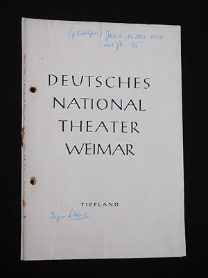 Seller image for Programmheft 16 Deutsches Nationaltheater Weimar 1954/55. TIEFLAND von Lothar, d'Albert (Musik). Musikal. Ltg.: Hanns Reinartz, Regie: Ernst Kranz, Bhnenbild: Jochen Schube, Kostme: Karl Zopp. Mit Gunther Groschopp, Xaver Mang, Kurt Rsinger, Katharina Evers-Nicolai, Sigrid Ruppert, Dietlinde Kuckelt, Else Lux for sale by Fast alles Theater! Antiquariat fr die darstellenden Knste