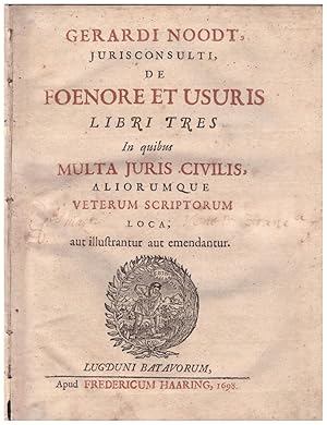 Image du vendeur pour DE FOENORE ET USURIS LIBRI TRES mis en vente par VETERA RECENTIA