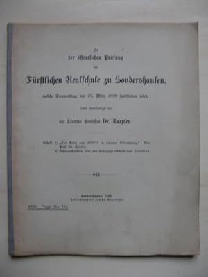 [Jahresbericht] Zu der öffentlichen Prüfung der Fürstlichen Realschule zu Sondershausen, welche D...