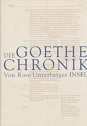 Bild des Verkufers fr Die Goethe-Chronik. Von Rose Unterberger. zum Verkauf von Fundus-Online GbR Borkert Schwarz Zerfa