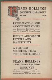 Image du vendeur pour Frank Hollings Bookshop Catalogue: No. 159.; 1929 mis en vente par Harry E Bagley Books Ltd