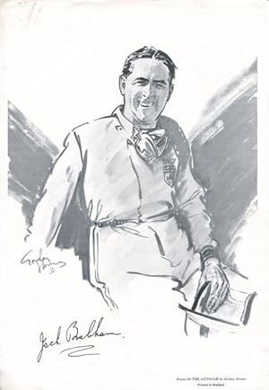 Bild des Verkufers fr Copy of portrait of Sir Jack Brabham by Gordon Horner published in Autocar, 22 July 1960, signed by Sir Jack Brabham. zum Verkauf von Lost and Found Books