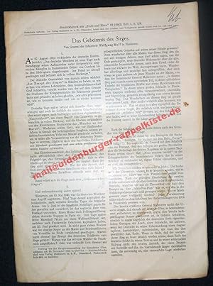 Bild des Verkufers fr Das Geheimnis des Sieges ( Sonderabruck aus Stahl und Eisen ; 62 (1942)) zum Verkauf von Oldenburger Rappelkiste