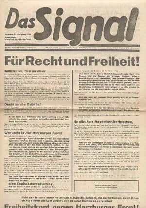 Das Signal. Nummer 1, Jahrgang 1933. Für Recht und Freiheit ! Freiheitsfront gegen Harzburger Fro...