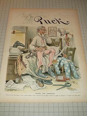 Seller image for 1896 Puck Lithograph of Uncle Sam "After the Carnival" - Jingoism for sale by rareviewbooks