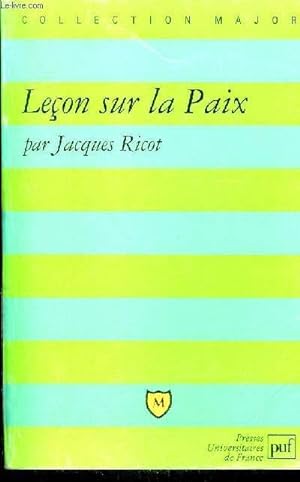 Bild des Verkufers fr LECON SUR LA PAIX zum Verkauf von Le-Livre