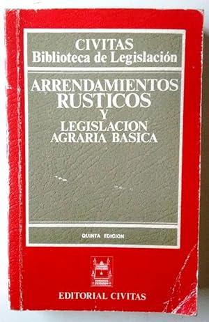 Image du vendeur pour Arrendamientos rsticos y legislacin agraria bsica mis en vente par Librera Salvalibros Express