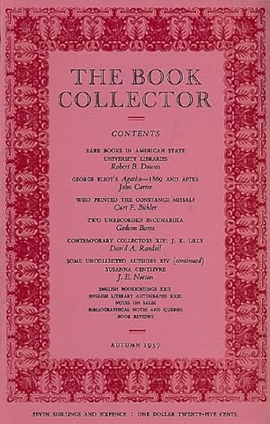 Seller image for The Book Collector. Volume 6. No. 3. Autumn 1957 for sale by Barter Books Ltd