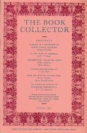 Seller image for The Book Collector. Volume 10. No. 3. Autumn 1961 for sale by Barter Books Ltd