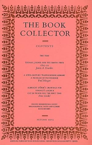 Image du vendeur pour The Book Collector. Volume 22. No. 3. Autumn 1973 mis en vente par Barter Books Ltd