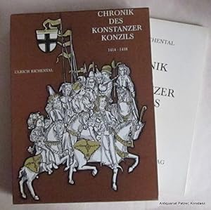 Bild des Verkufers fr Chronik des Konstanzer Konzils 1414-1418 (Faksimile der Konstanzer Handschrift). Nachwort von Hermann Matzke, Textheft bearbeitet von Otto Feger. Faksimileband und separates Textheft. Konstanz, Friedrich Bahn Vlg., 1965. Fol. 3 Bl., 150 num. Bl., 5 Bl.; ca. 100 S. Or.-Lwd. in Or.-Schmuckschuber u. Or.-Brosch. (Textheft); dieses ungleichmig verblasst. zum Verkauf von Jrgen Patzer