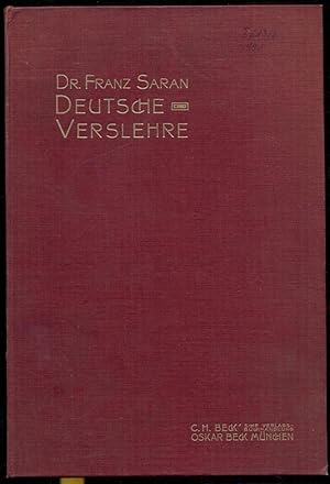 Bild des Verkufers fr Deutsche Verslehre [= Handbuch des deutschen Unterrichts an Hheren Schulen; 3/3] zum Verkauf von Antikvariat Valentinska