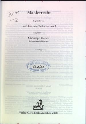 Seller image for Maklerrecht NJW-Praxis ; Bd. 18 for sale by books4less (Versandantiquariat Petra Gros GmbH & Co. KG)