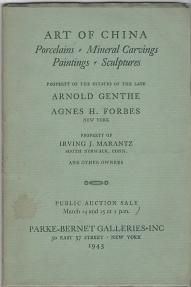 ART OF CHINA; porcelains, mineral carvings, paintings & sculptures, properties of Arnold Genthe, ...