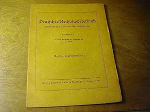 Seller image for Deutsches Rechtswrterbuch. Wrterbuch der lteren deutschen Rechtssprache / Quellen-Ergnzungsheft 2 for sale by Antiquariat Fuchseck