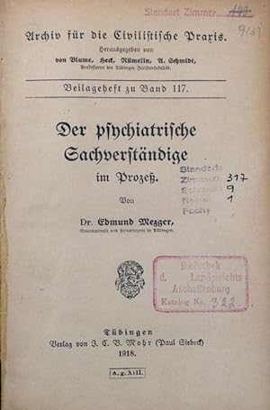 Seller image for Der psychiatrische Sachverstndige im Proze. for sale by Buch & Consult Ulrich Keip