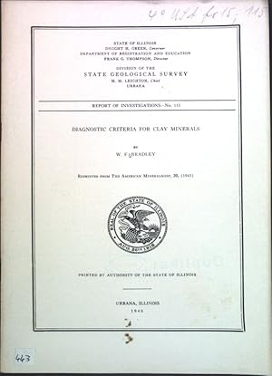 Seller image for Diagnostic Criteria for Clay Minerals; Report of Investigations No. 115; for sale by books4less (Versandantiquariat Petra Gros GmbH & Co. KG)