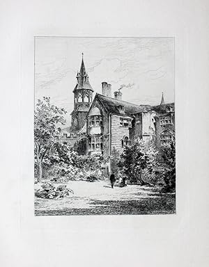 "The Lodge of Queens' College" originale Radierung/etching ca.20x15,5cm (Darstellung/image size) ...