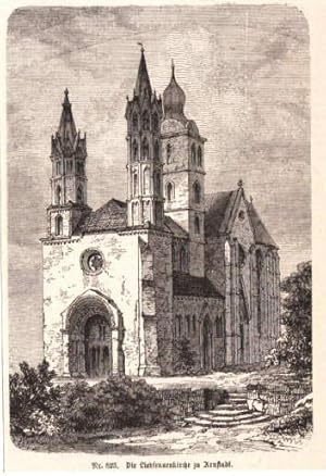 Bild des Verkufers fr Die Liebfrauenkirche zu Arnstadt. Holzstich aus Spamer`s illustriertem Konversationslexikon. zum Verkauf von Antiquariat Heinz Tessin