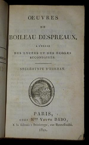 Bild des Verkufers fr Oeuvres de Boileau Despraux  l'usage des lyces et des coles secondaires zum Verkauf von Abraxas-libris