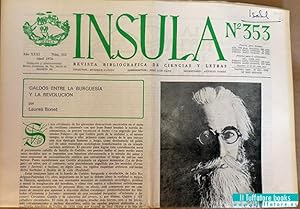 Ínsula. Revista Bibliográfica de Ciencias y Letras, nº353, año XXXI, 1976. Galdós entre la burgue...