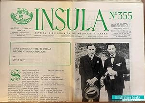 Ínsula. Revista Bibliográfica de Ciencias y Letras, nº355, año XXXI, 1976. Juan Larrea en 1917: e...